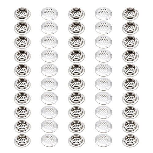 Saim Rejillas de ventilación de Acero Inoxidable, 29u00a0mm Parte Inferior Diámetro Pendiente Redondo Perforado Malla Cabine Armario Agujero Air Vent, Rejilla para Cocina, Garderobe, Pack-of-50