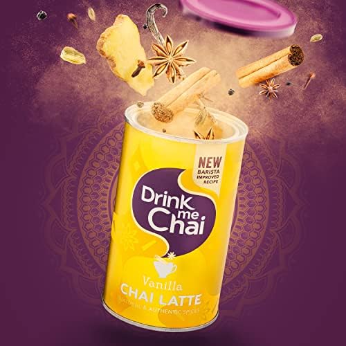 Drink Me Chai Vanilla Chai Latte 250g - Just Add Water, Vanilla Chai Latte Powder (Vanilla, Pack of 6)