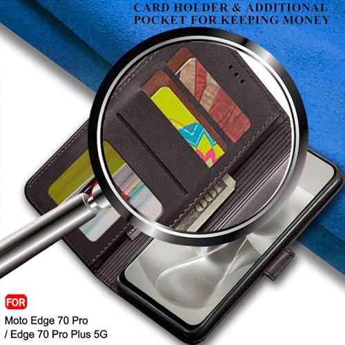 Image of TheGiftKart Flip Back Cover Case for Motorola Moto Edge 70 Pro /Edge 70 Pro Plus 5G | Dual-Color Leather Finish | Inbuilt Stand & Pockets | Wallet Style Flip Cover Case (Faux Leather, Coffee & Brown)