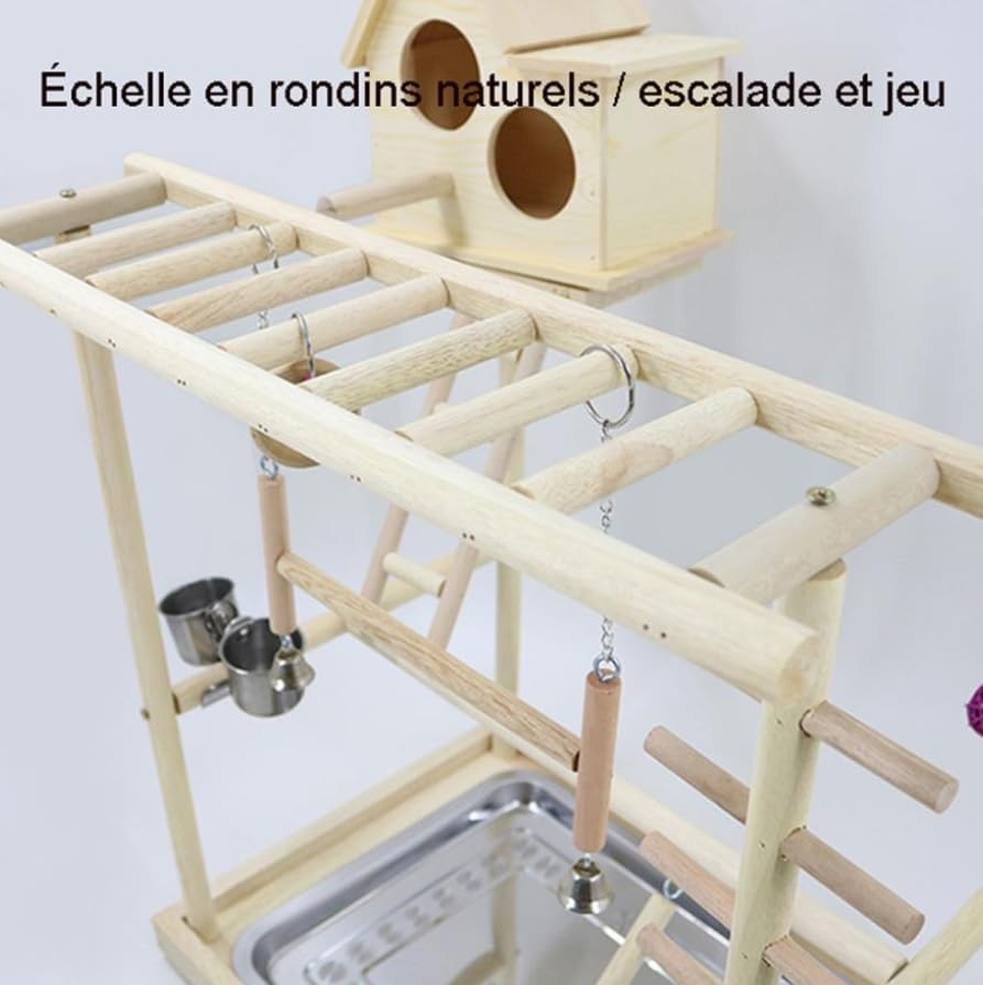 Luminexia Parque Infantil para pájaros,Puesto de Juegos para jaulas de pájaros,con Juguetes de Copa,Bandeja,Columpio para pájaros,Escalada,Parque Infantil para cacatúas,Perchas para pájaros