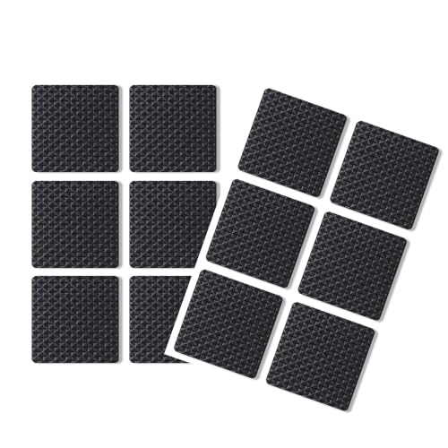 Non-Slip Extra Thick & Durable Rubber Pads 12Pcs Odourless Wood Floor Protectors for Table Chair Legs Scratch-Resistant Self-Adhesive Shock-Absorbing Feet Set (Black)