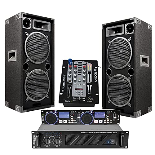 Pack Sono dj avec Contrôleur DJ USB/SD/SCRATCH - 1 Ampli Sono - 2 Enceintes 2000W - 1 Table de Mixage USB BLUETOOTH - Câble RCA - Câble ENCEINTE - Câble PC
