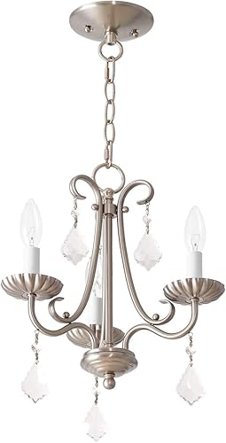 Miniatura 6 de Livex Lighting 40873-91 Daphne - Mini lámpara de araña de níquel cepillado con 3 luces