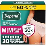 Depend FIT-FLEX Adult Incontinence Underwear for Women, Maximum Absorbency, M, Blush, 30 Count