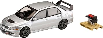 HJ64 1/64 Mitsubishi Lancer Evolution 8 MR GSR with Engine Display Model Cool Silver Metallic Finished Product