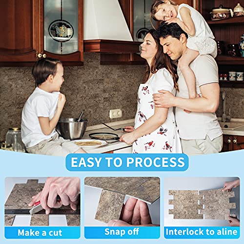 Art3D 1-Sheet Peel And Stick Backsplash Pvc Wall Tile, Stickon Tile For Kitchen Backplash, Bathroom Vanities, Fireplace Décor, Laundry Table, Stair Decals In Ecru Slate, Plastic-Sheets #TOP3