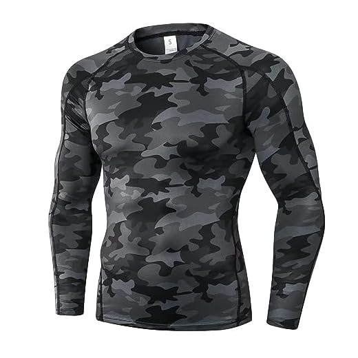 Sillictor Mens Base Layer for Ski Golf Running UPF 50+ Muscle Fit Mens Compression Tops Long Sleeve Sports Gym Tops Men Quick Dry Riding Football Underlayer,Breathable High Wicking Muscle Support,