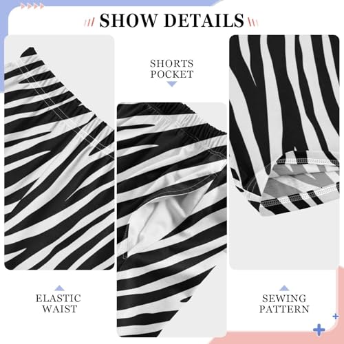 Zebra Skin Print Boys Long Pants Soft Trousers Elastic Waist Kids Lounge Bottoms with Pockets S-XL4