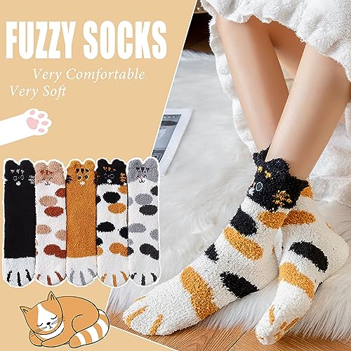 Image of Ginmewrae Fuzzy Socks for Women Cozy Soft Fluffy Slipper Socks Home Sleeping Warm Socks Stocking Stuffer Gift for Women