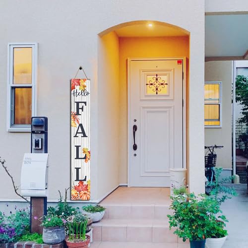 Schild mit Aufschrift "Hello Fall" für die Veranda, Holz, vertikal, stehend, Herbst, Erntedankfest, Ernte, Zuhause, Garten, Hof, Bauernhaus, Haustür, Dekoration, Outdoor, 20,3 x 162,6 cm