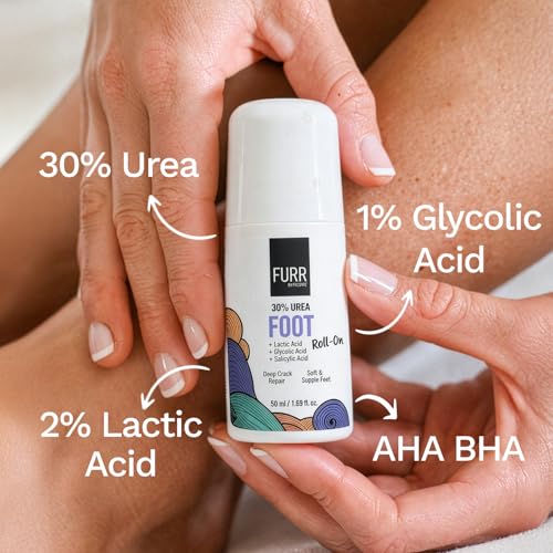 Image of FURR 30% Urea Foot Cream Roll On 50ml | Foot Roll On for Dry & Cracked Heels | Lactic Acid, Glycolic Acid, Salicylic Acid | Repairs, Hydrates, Softens | For Sensitive Skin