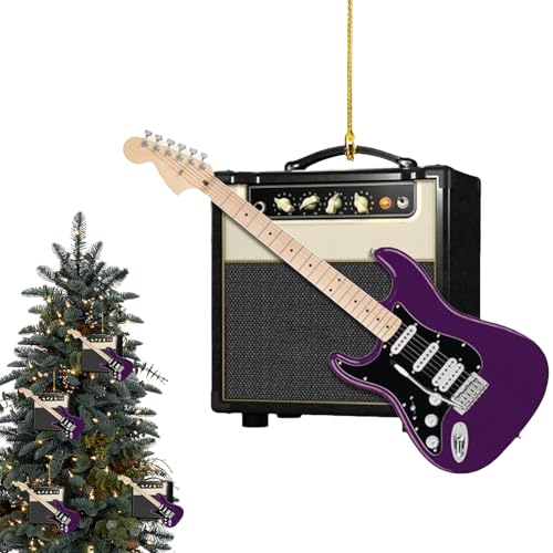 ギターのクリスマスオーナメント | クリスマスオーナメント2D アクリル エレキギター オーナメン/ト |音楽愛好家のためのクリスマスツリーペンダント |楽器ギタリストへのクリスマスプレゼント