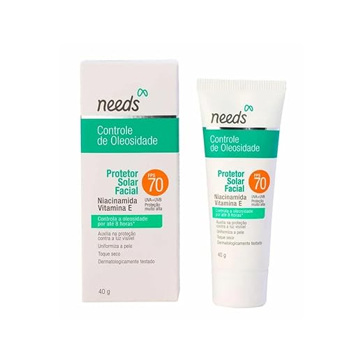 Needs Protetor Solar Facial FPS 70, Controle de Oleosidade, Niacinamida e Vitamina E, 40g