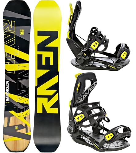 Raven Snowboard Set: Snowboard Barracuda Carbon Lime + Bindung Fastec FT360 (147cm + Bindung FT360 Lemon M)