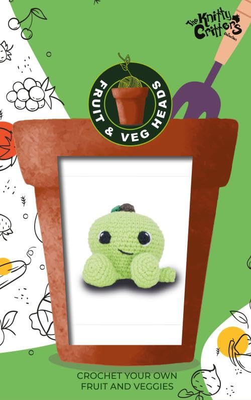 KNITTY CRITTERS Hello Crafts - Cabezales de frutas y verduras - Strudel de manzana - Kit de ganchillo