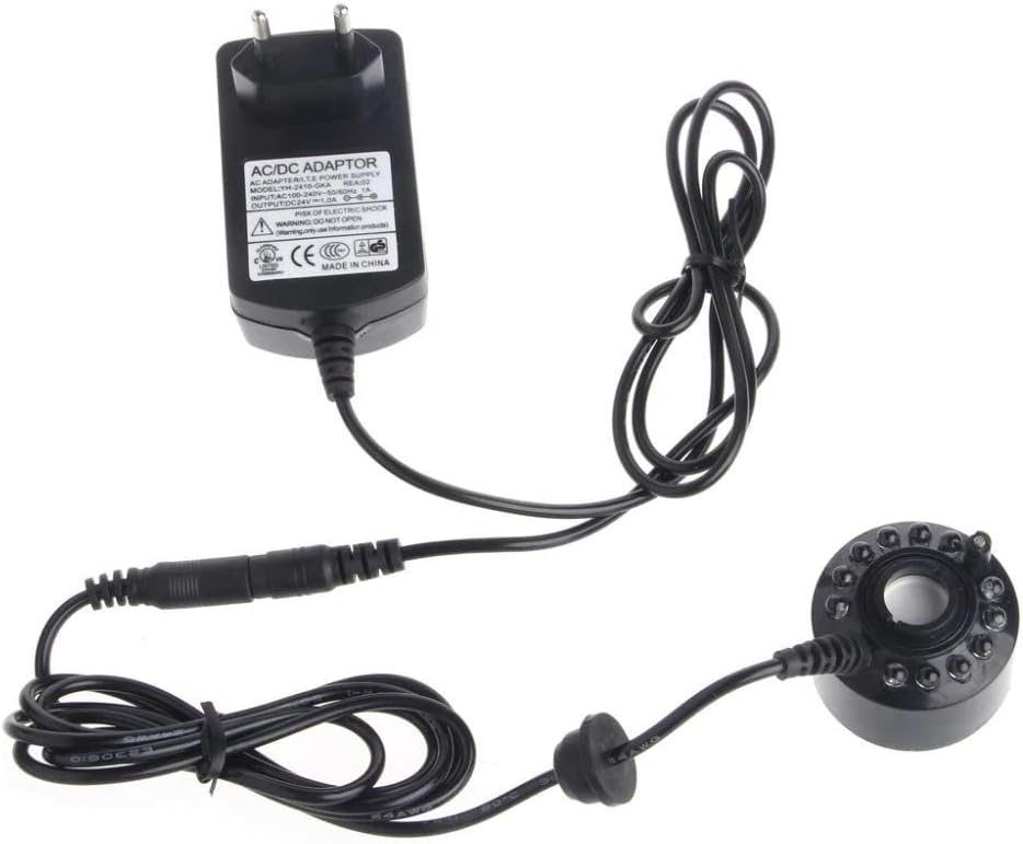 xcluma 24V 12 LED With Adapter Color Changing Ultrasonic Mist Maker Fogger for Water Fountain Incubators Air Humidifier