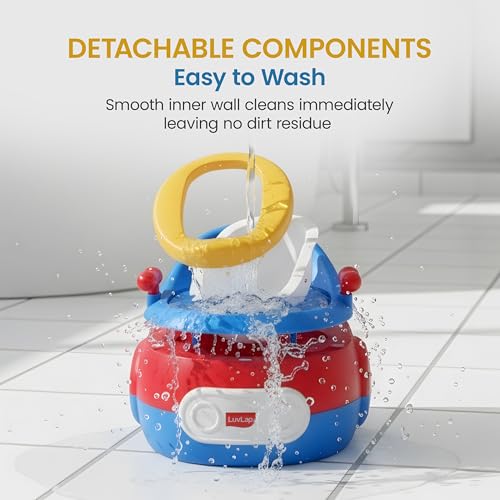 Image of LuvLap 3-in-1 Potty Training Seat for Kids 1-5 Years: Comfortable Baby Potty with Removable Pot, Safety Handles, Splash Guard & Anti-Slip Base for Secure Home Toilet Training, Red