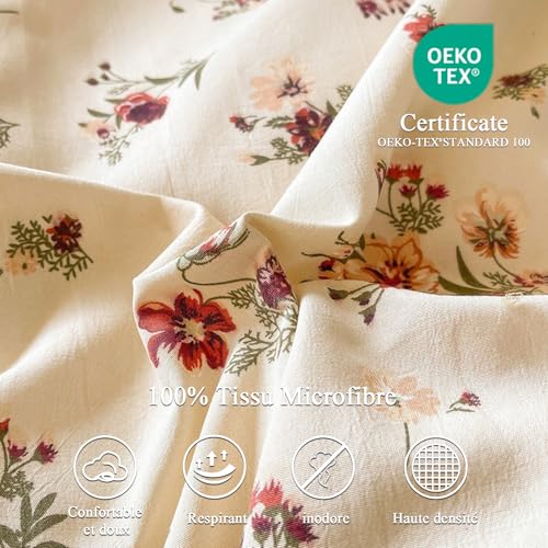 Housse de couette fleurie en microfibre haut de gamme avec fermeture éclair intégrée - 6