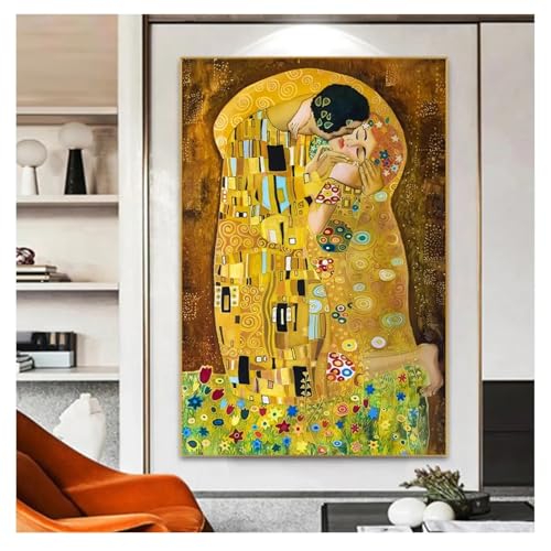 Affiche art moderne Klimt Le Baiser pour sublimer la déco de votre salon