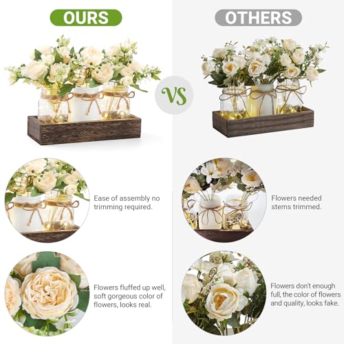 image for Mkono Mason Jar Lights Centerpiece Table Decorations for Farmhouse Cof