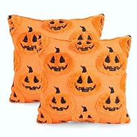 GADITIEK 2 PCS Halloween Pillow Covers 45 x 45 cm Funny Ghost Cushion Covers Halloween Plush Pillow Case Ghost Decor Throw Cushion Case for Sofa Bedroom Living Room Home Decor (Emoticon Pumpkin)