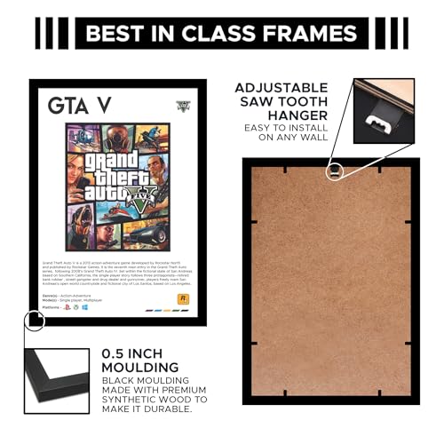 Image of CodersParadise Grand Auto Game Inspired Wall Poster Frames | 8x12 Inch (A4) Wooden Framed Artwork | Gaming Wall Art for Bedroom, Living Room & Home Decor