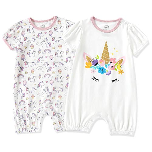 Image of Zanie Kids Baby Boy Rompers Short Sleeve Snap Toddler Summer Cotton Clothes 2-Pack