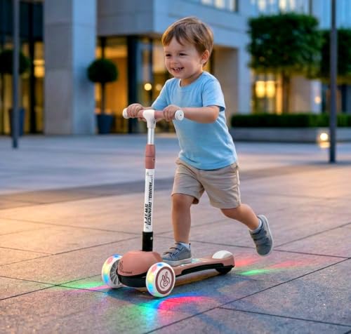 Image of R for Rabbit Road Runner Swift Scooter for Kids with Lights, 3-Level Adjustable Height, PU LED Wheels for 3+ Years Baby Boys & Girls, Up to 75 KG Weight (Dusty Rose)