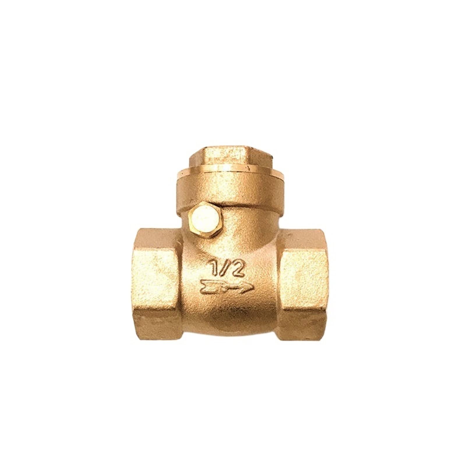 QRUYHBAJU Withstand high Pressure and Temperature Extremes 1/2" 3/4" 1" 2" 3" 4" Brass Horizontal Check Valve All Copper Female Thread Check Valve(0.5 Inch)