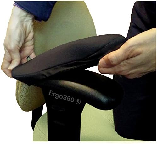 Ergo360 Soft Neoprene Chair Arm Pad Covers Stretch Over Armrests 9" to 10.5". Restore, Protect and Cushion. Complete Set of 2. Made in The USA.