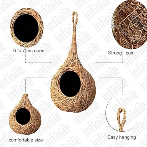 Image of Bird Feeder Water & Food Tray with Nest | Hanging Balcony Bird Feeder for Home Garden | Attracts Sparrows, Parrots, and More - Ideal for Outdoor Use (Bird Nest)