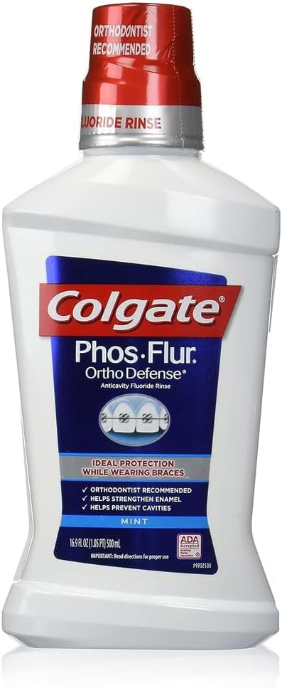 Colgate Phos-Flur Anti-Cavity Fluoride Rinse Mint 16 oz (Pack of 3)