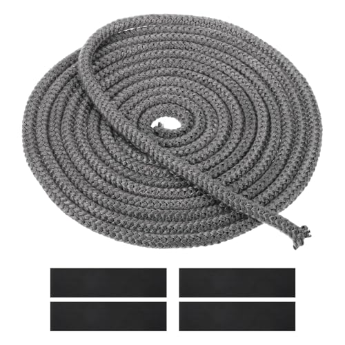 SUCANY Joint Tressé pour Insert et Poêle 6mm x 5m,Joint d'Étanchéité en Fibre de Verre Remplacement avec 4 Ruban,Joint Insert Cheminée pour Poele a Bois,Cheminée,Chaleu,Résistante à 600°C