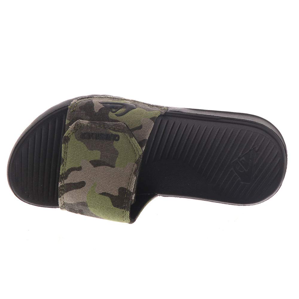 Quiksilver Boy's Bright Coast Adjust Youth Flip-Flop Slide Sandal, Green/Brown/Black, 11 Infant