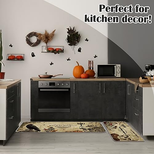 Timgle NEN-TIMGLE-1276 2 Pcs Halloween Rugs Witch Skeleton Pumpkin Rug Happy Halloween Kitchen Bathroom Rugs Gothic Rug Floor Mat thumb #3
