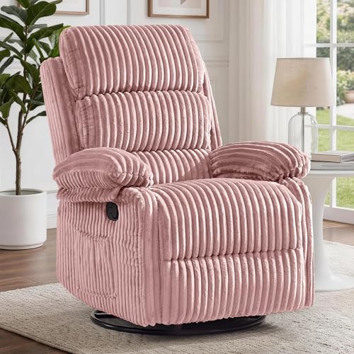Image of Korser Rocking Recliner Chair, Nursery Rocker Chair for Adults, Small Recliners for Small Spaces, Swivel Rocker Recliner with Cushion, Upholstered Rocking Chairs for Living Room, RV, Corduroy