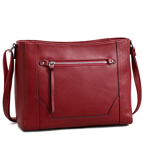 Image of S-ZONE Medium Women Genuine Leather Crossbody Bags Cowhide Shoulder Handbag Ladies Purse