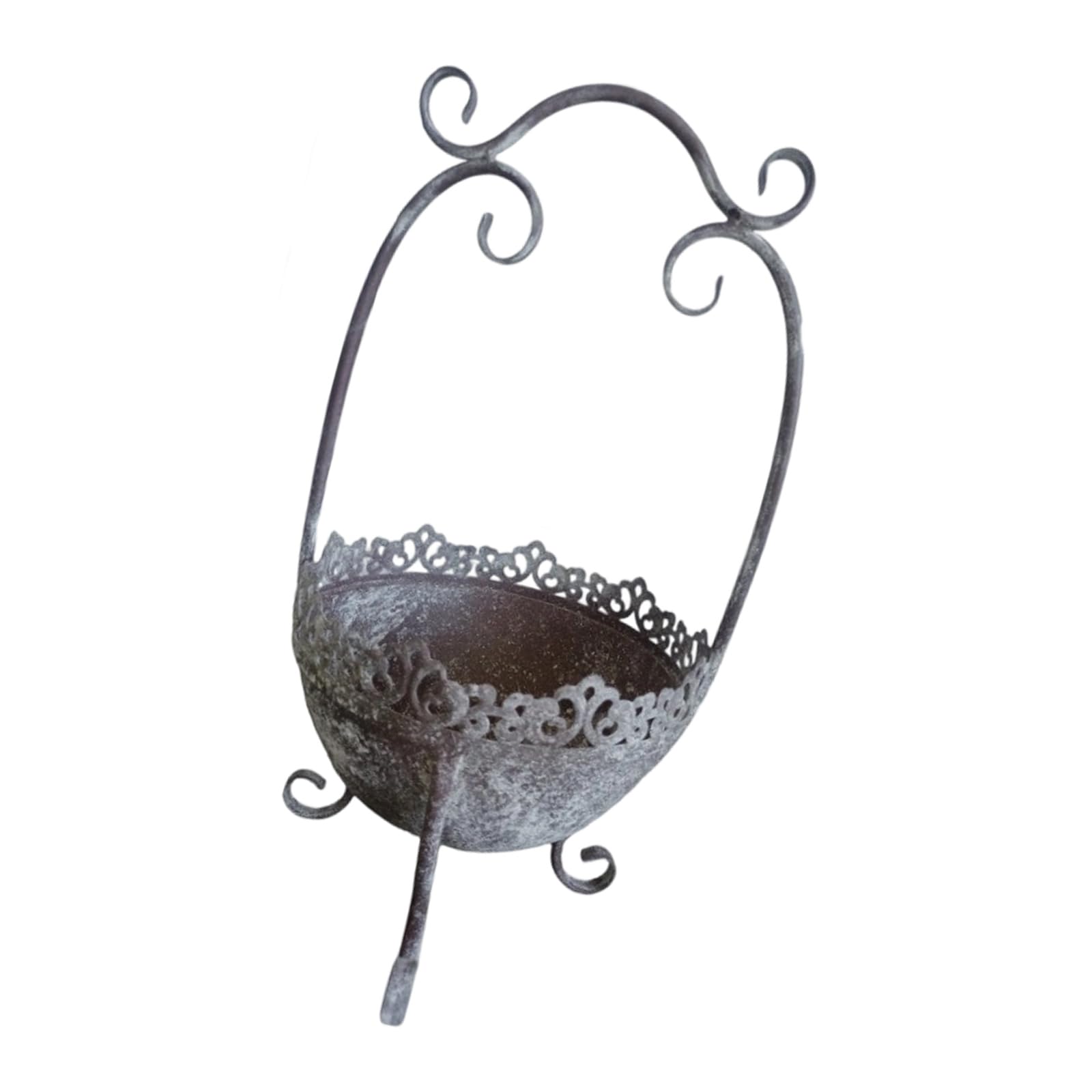 Support de vase en fer pour balcon et panier fleuri dentelle chic
