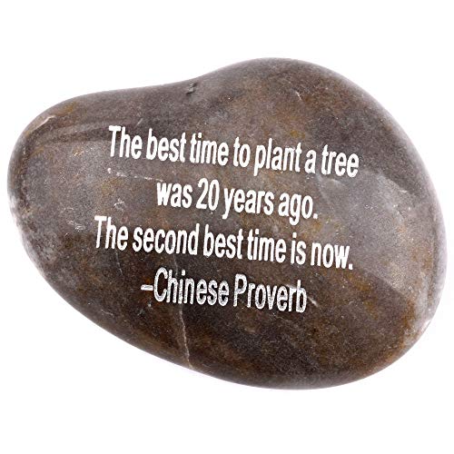 Holy Land Market Engraved Inspirational Stones collection - Stone V : THE BEST TIME TO PLANT A TREE...