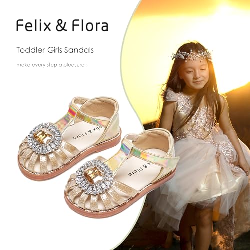 Image of Felix & Flora Toddler Girls Sandals Soft Rubber Princess Flat Shoes Flower Girl Shoes