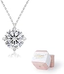 KRKC Moissanite Necklaces for Women, Birthday Christmas Valentine's Day Gift for Her, 0.5-4 CT D Color VVS1 Pendant Necklace, 925 Sterling Silver with 14k White Gold Plated, Luxury Box