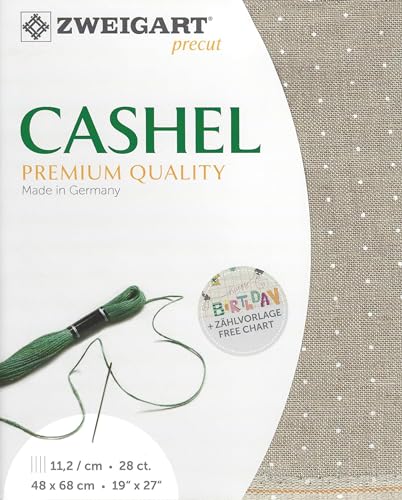 Image of Wizardi Cashel Mini Dots 28 Count Linen with White Mini Dots 3281 /1399. Needlework Canvas, Cross-Stitch Fabric, Embroidery Cloth, Needlepoint Canvas. 100% Linen. Precut Zweigart