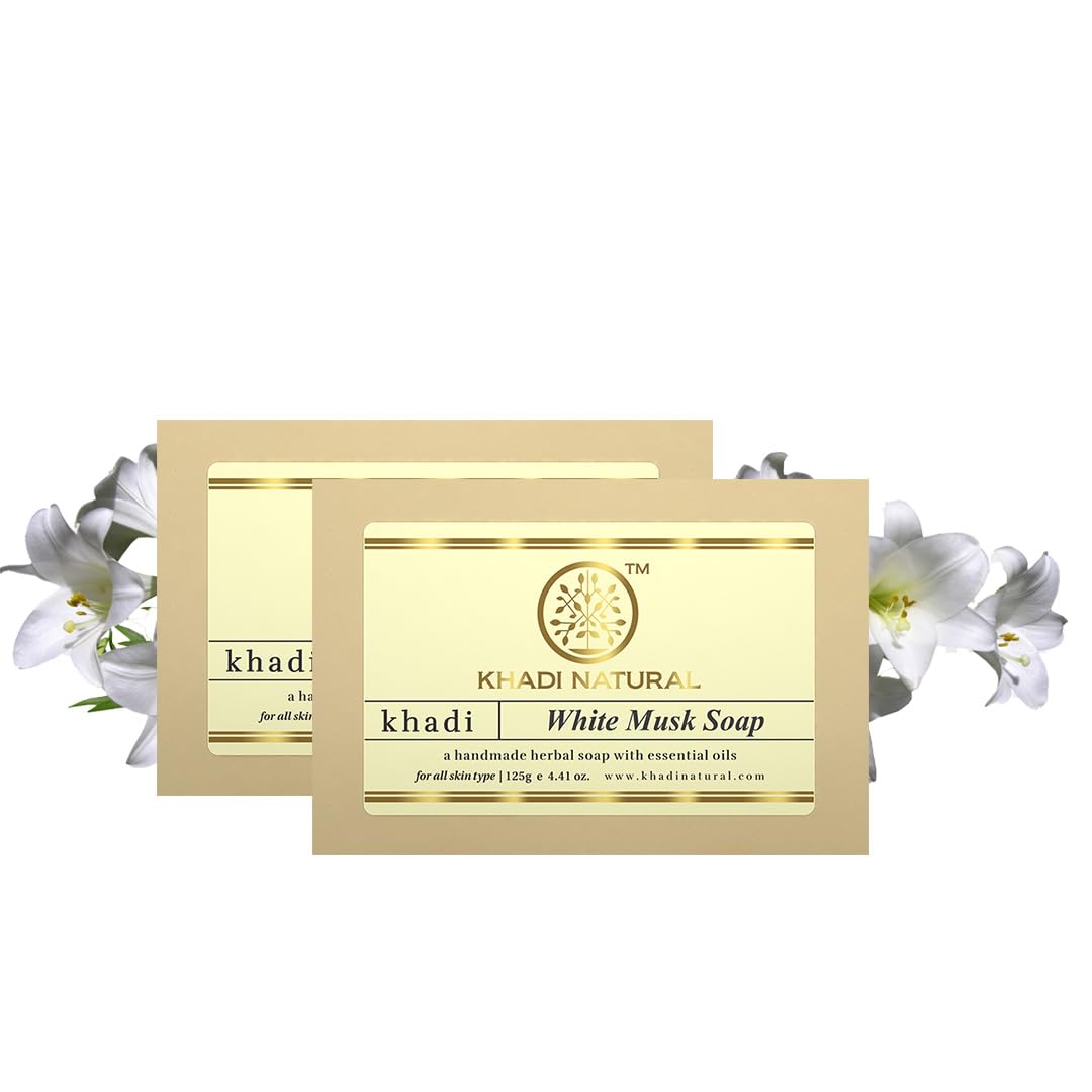 Khadi Natural White Musk Handmade Soap | Herbal Soap For Skin Rejuvenation | Herbal Soap With Essential Oil | Handmade Bathing Soap | Paraben &…