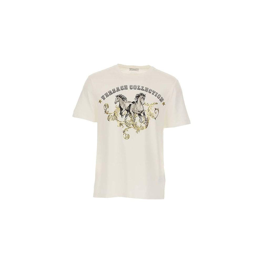 Versace Collection Cotton Printed Logo White T-Shirt M