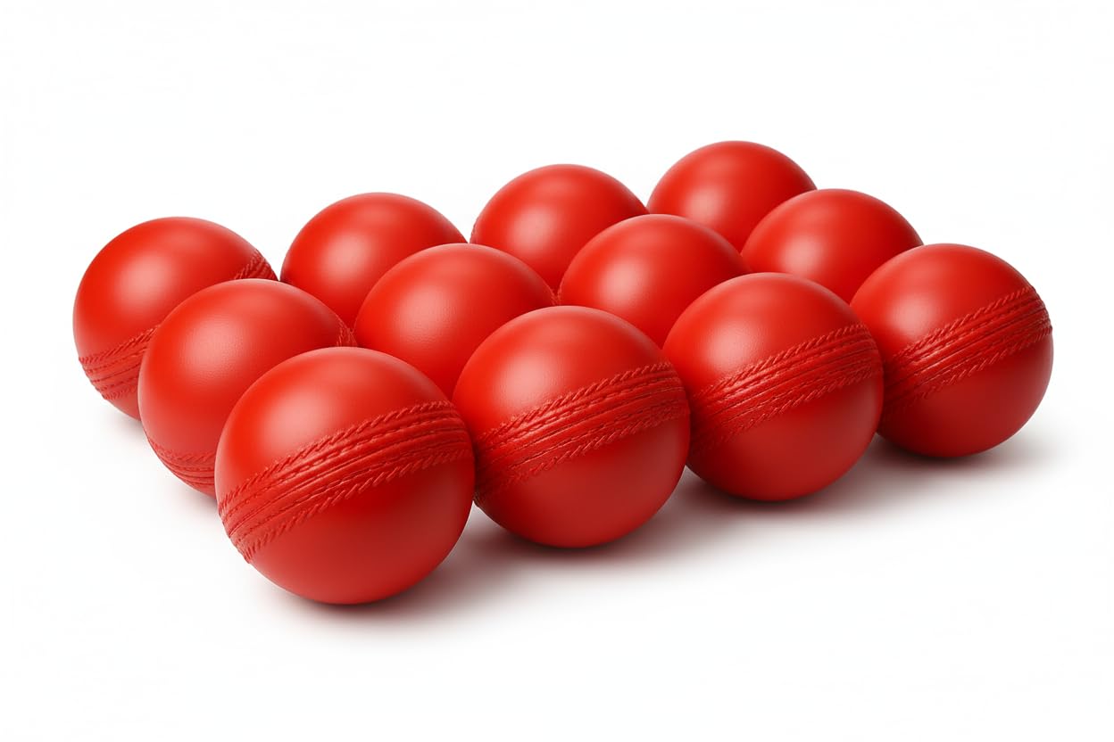 Kiraro Heavy Plastic Cricket Training Ball 80 gm – Hard Plastic Unbreakable Ball for Bowling, Batting & Bounce Drills (Red,Pack of 10)