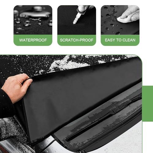 Image of 1 PC Car Front Windshield Snow Cover, 75 inch x 62.25 inch x 42.25 inch 600D Oxford Cloth Windshield Side Mirror Anti-Frost Freeze Cover, Outdoor Protective Device, Suitable for Most Cars (Black)