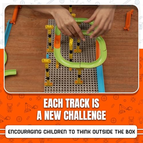 Blix Marble Run - 1, 118 Piece Construction Set, Design and Build Your Own Tracks, Marble Run Toys for Kids, Compatible with Other Brick Brands, Ages 5+, Made in India