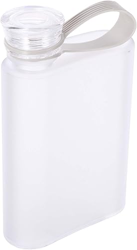 DOITOOL Botella de agua plana portátil lindo frasco de viaje de plástico esmerilado, contenedor de agua, hervidor de agua, botella de agua para