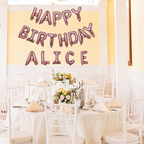 Fannev Happy Birthday Banner, Rose Gold Personalized Name Happy Birthday Balloon Banner Letters Balloons 2 Sets A-Z 16 Inch Reusable Foil Mylar Birthday Party Decorations For Women Men Boys Girls #TOP5