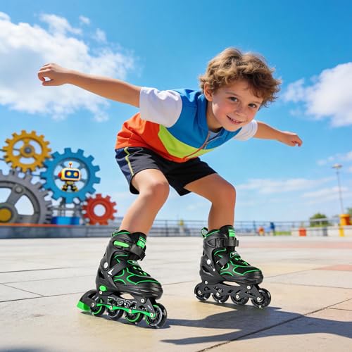 Image of 2PM SPORTS Inline Skates for Kids Girls Boys Ages 5-8 8-12 4-6 6-12 with Light Up Wheels, Adjustable Kids Roller Skates Blades for Adults Men Women Beginners Youths